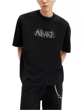 NWOT AllSaints Sternum Oversize Logo Graphic Tee Size Medium Men’s